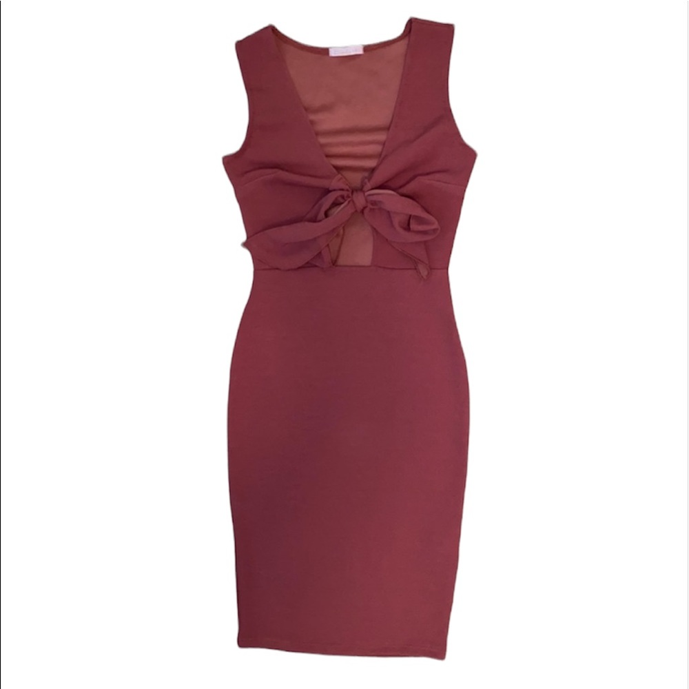Burnt Pink Dress With Bow